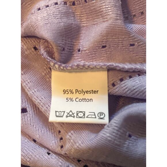 GUC Women's Plus Lavendar Button Front Short Sleeve Top Eyelet Fabric Size 2XL - Picture 5 of 7